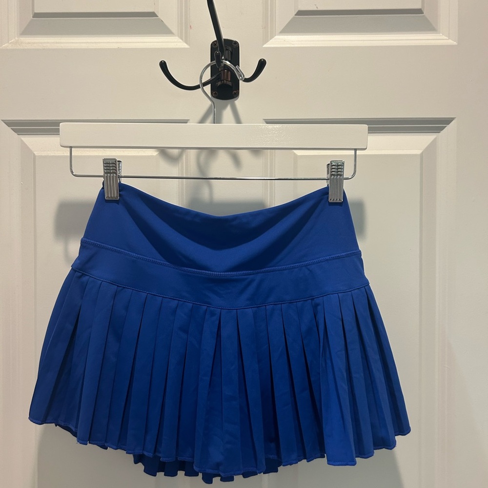 Blue Mini Skater Skirt with Pleats